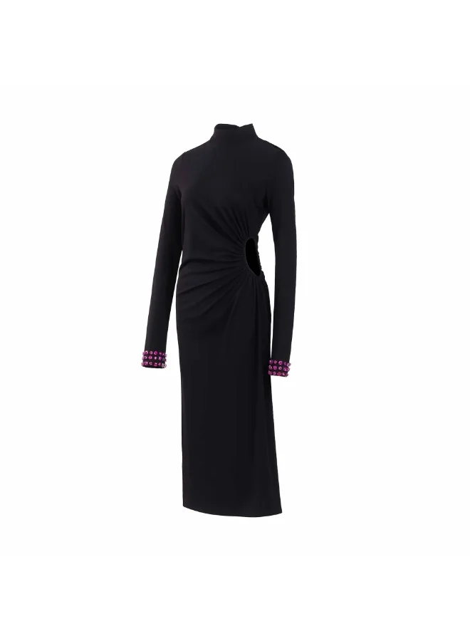 توترندس فستان أسود بفتحة جانبية